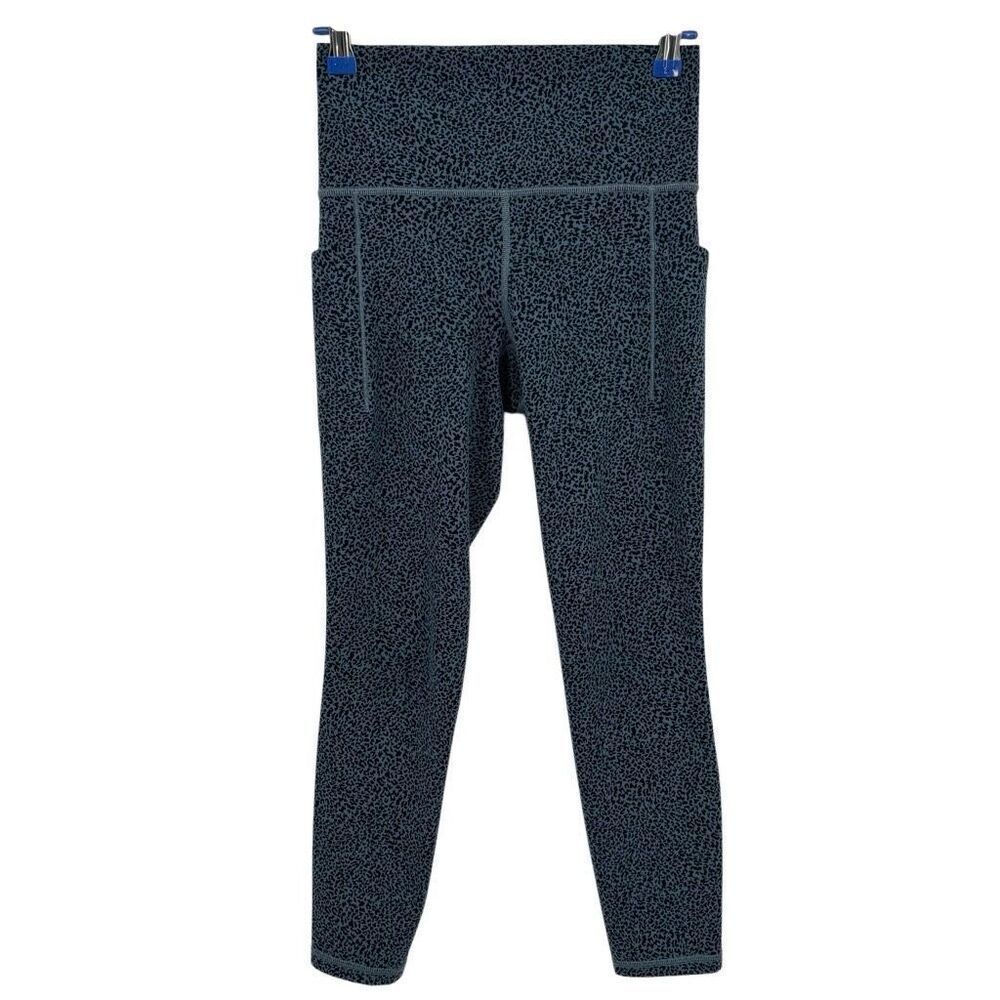 Athleta Salutation Stash II Textured Tight Leggings Teal/Black Animal Print‎ XS